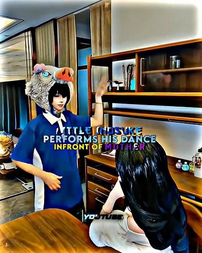 Inosuke and Douma dance battle 🤣🎀 #cosplay #demonslayer #animeedit