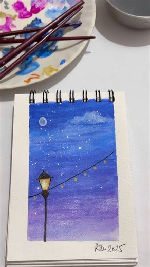 night sky painting|street light art| #art #drawing #reels #nightskypainting