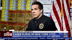 182K views · 600 reactions | CORONAVIRUS NEW DEVELOPMENTS: -New self-quarantine guidelines put in place for “high risk” area NYC -President hoping to ease coronavirus restrictions by Easter -NY Governor pleads for help as cases surge in NYC gma.abc/33Kcbaz | Good Morning America | Facebook
