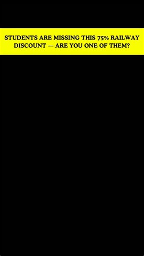 INVESTING ! TRADING ! BUSINESS ! FINANCE ! BY MUKESH on Instagram: "Most students don’t know this… Indian Railways still gives 50–75% OFF on train tickets, but only if you book it offline. No IRCTC… no online option… only reservation counter. Share this and help a student save money today! If you’re a student, bookmark this. If you know one, share this. If you want more such money-saving hacks, follow @The.Finance.India 💛 #IndianRailways #StudentDiscount #TrainTravelIndia #IRCTC #StudentLifeInd