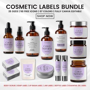 Editable Cosmetic Labels Templates Bundle, Custom Product Label Templates, Jar Label, Bottle Label, Beauty Sticker Design,diy Skincare Label - Etsy