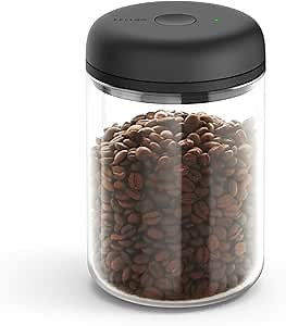 Fellow Atmos Electric Vacuum Coffee Canister 1.2L - Airtight Auto-Seal Container for Coffee Beans & Grounds, Tea & Spices - Preserves Freshness - Clear Glass