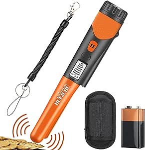 Metal Detector Pinpointer for Adults & Kids, Fully Waterproof, 360°Detection Handheld Pin Pointer Wand with LCD Screen, 3 Modes (Buzzer, Vibration ,Sound) for Treasure Hunting- HM-ME01