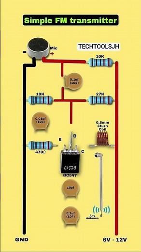 simple FM transmitter connection circuit diagram #shots #electrical #electrician