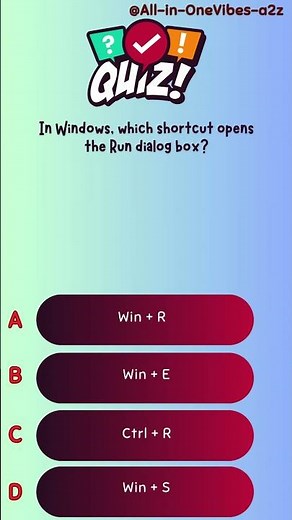 In Windows, which shortcut opens the Run dialog box?