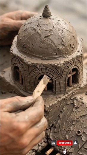 A Beautiful Miniature Mosque Made From Clay🕌❤️ | Handmade Islamic Art #Shorts #khanakaba #kaba