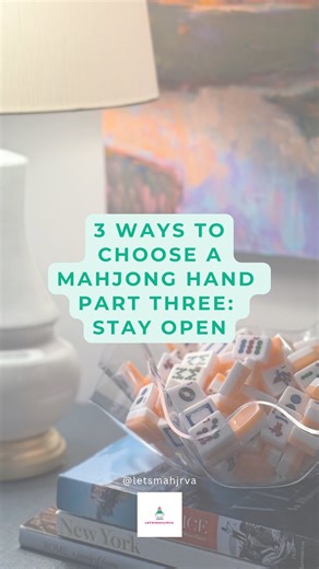 If you’ve ever stared at the card thinking “What am I supposed to do first?” — this is for you. There isn’t one “correct” way to choose a mahjong hand. There are three decision styles, and each one serves a different kind of player. Today’s example is option three: “stay open”. STAY OPEN Let the tiles speak during the Charleston and let them guide you. Pros: • Maximum flexibility • Allows patterns to emerge naturally • Great for confident, experienced players Cons: • Can feel uncomfortable for n