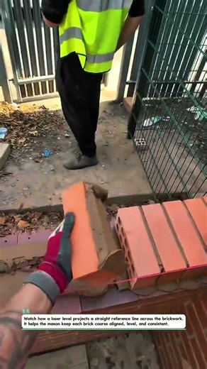 Perfect Brick Alignment Using a Laser Level! #Bricklaying #Masonry #Construction Pro Technique Fast