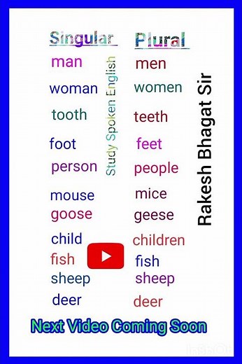 Singular plural word/Singular plural words in English/singular words/plural words #singular #plural
