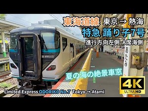 E257系 特急「踊り子7号」で楽しむ真夏の絶景！海沿いの東海道線 熱海までの旅 東京→熱海 左側A席（海側） 2023.08.23 【4K車窓】