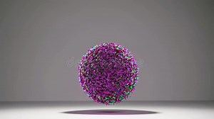 Microscopic Spherical Virus Particle with Green Purple Spikes Floats on Grey Studio Background Stock Footage - Video of science, particle: 379582628