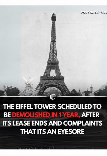 The Eiffel Tower, originally built as a temporary structure for the 1889 World’s Fair, is officially scheduled for demolition once its 20-year lease expires next year. Locals have voiced ongoing complaints that the tower is “ugly” and “out of place” in the Paris skyline. Officials claim the structure served its purpose and that Paris should return to its traditional architectural beauty. Our top experts say it is unlikely to be remembered. #history #breakingnews #historychronicle #fyp #eiffeltow