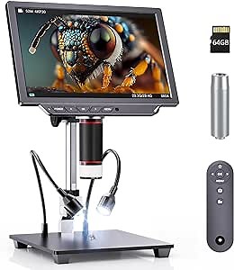 4K Digital Microscope - 2000X Magnification, 8" Coin Microscope with 52MP Camera Sensor, Perfect for Soldering, Electronics Repair,and Full Coin Observation, 64GB Included