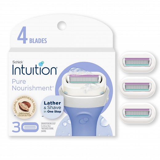 Schick Intuition Pure Nourishment 4-Blade Women's Razor Refills, 3 Count