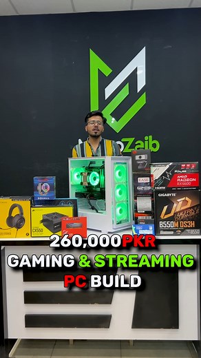 Rs 250,000/- Full GAMING & STREAMING PC Build Setup for our Mianwali Client 😍🔥 PC Specs:- 📌 Processor: AMD Ryzen 5 5600x 📌 CPU Cooler: Thunder Squall ARGB 📌 Motherboard: Gigabyte B550M DS3H 📌 GPU: Sapphire Pulse RX 6600 8GB Graphics Card with Box 📌 Ram: XPG Spectrix D50 8x2 16GB 3600Mhz RGB 📌 SSD: Netac 256GB NVMe M.2 📌 HDD: Toshiba 1TB Hard Disk Drive 📌 PSU: Corsair CX550 Power Supply 📌 Chassis: Sonic C05 with 4 RGB Fans Peripherals: L9000 RGB Keyboard & Mouse Kit 📌 Headset: Corsair
