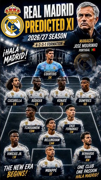 Real Madrid Predicted XI 2026/27 🤍🔥 Mourinho’s Dream Team