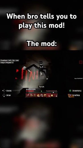 You can see my panic at the end after getting jump scared by that! #minecraft #jumscare #mod #shorts