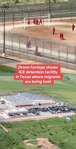 Drone footage shows ICE detention facility in Texas where migrants are being held #shorts