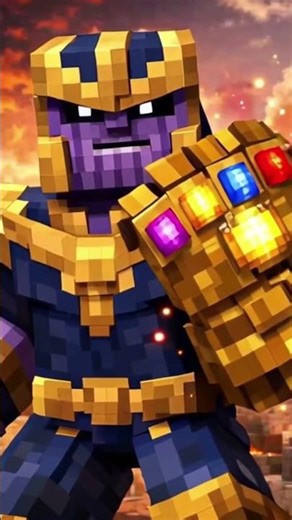 Epic Minecraft battle scene Thanos