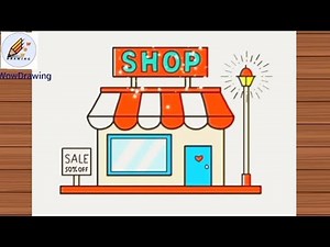 How to Draw a Shop | Shopping Mal Drawing for Beginners | Pencil Drawing Tutorial