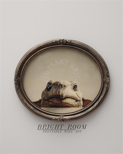Moody Vintage Turtle Portrait - Realistic Turtle Painting, Close-up Animal Art, Neutral Wildlife Wall Decor, Digital Printable Download 9 - Etsy