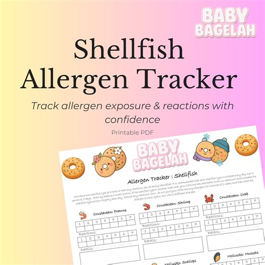 Shellfish Allergen Tracker for Baby | Shrimp Crab Lobster Log | Infant Food Reaction Chart | Printable Allergy Tracker - Etsy