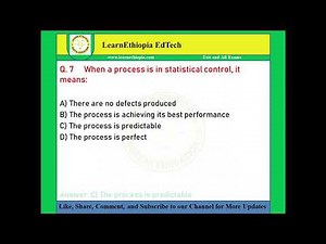 Statistical Quality Control | Model Exit Exam Questions for Industrial Engineering Exit Exam