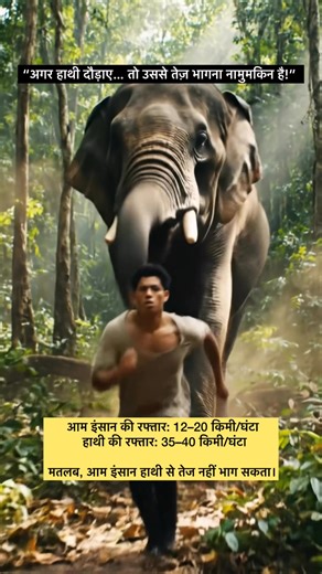 Human vs Elephant Speed 🐘🏃 • 🏃 Average human speed: 12–20 km/h • 🐘 Elephant speed: 35–40 km/h 👉 An average human cannot outrun an elephant. #Elephant #WildlifeFacts #DidYouKnow #AnimalSpeed #JungleLife #NatureFacts #Wildlife #SpeedComparison #AnimalWorld | Mukesh Kumar Modak