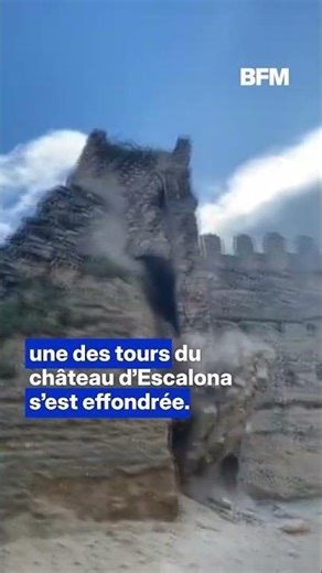 Spain: A tower of the medieval Escalona castle collapses
