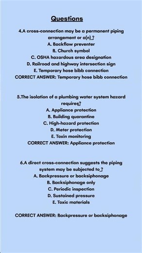 Backflow Prevention Practice Exam Questions and Answers