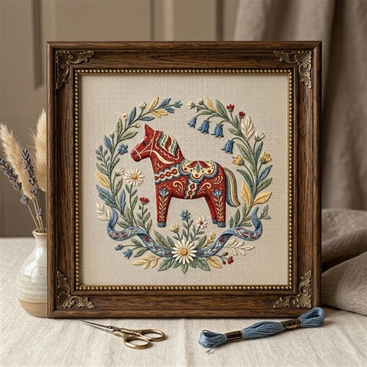 Pattern Keeper Cross Stitch Pattern for Nordic Folk Horse - Hand Stitching Chart for Beginners Stitchers - Etsy