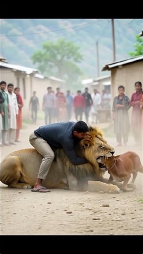 Lion Attacks Calf — Man Intervenes & Saves It | AI #Shorts