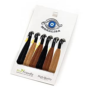 Elastic Hair Tie Styling Ponytail Holder with Hooks - Ponytail Hooks Holder Bungee Bands | Hair Cord Elastics for Ponytails for All Hair Types| Multi Color Black Hook Ponytail Holder - 6 Count