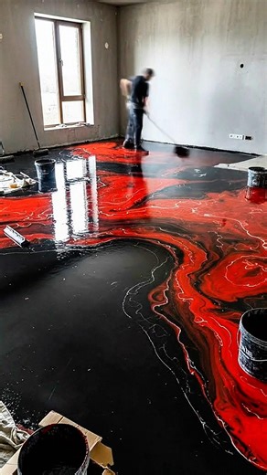 Lava Epoxy Transformation 🔥 #epoxyfloor #satisfying #oddlysatisfying
