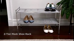 Seville Classics 6-Tier Stackable 24-Pair Steel Sturdy Metal Frame Storage Shelf for Bedroom, Closet, Entryway, Dorm Room, (2-Pack), Satin Pewter Mesh, 2 Count