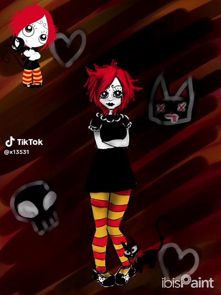 Havent posted in a while 😥😥 #rubygloom #ruby #gloom #drawing #10second #speedpaint #gloomsville #meow #doomkitty #skulls #teen @GyatMaster3000 @theookks @sora