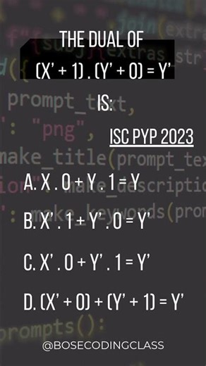 Boolean Algebra | ISC Computer Science | PYQ 2023 #isc #iitian #Shorts