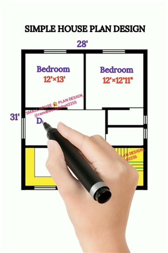 28'×31' house plan / 2BHK ghar ka naksha / 28'×31' home plan / #youtubeshorts #houseplan #homeplan