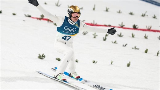What are the green plants in the ski jump landing area?