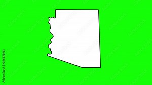 Arizona State of USA with pointer in capital city Phoenix. Animated close up map of Arizona highlighted from map of USA. Zoom showing of state for elections, social information, news. 4K Alpha channel