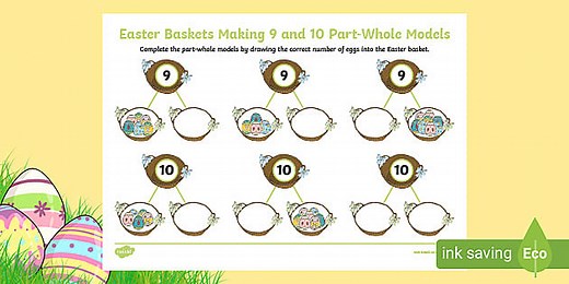 Easter Baskets Making 9 and 10 Part-Whole Worksheet