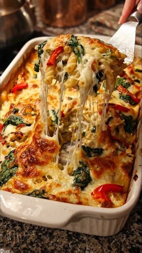 Cheesy Spinach & Red Pepper Chicken Casserole | Easy Low-Carb Dinner Recipe