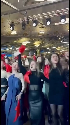 High school graduation party (School Prom) in Yekaterinburg, Russia. Girls singing "I'm Russian"