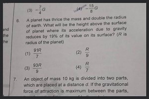 A planet has thrice the mass and double the radius of earth. Wh... | Filo