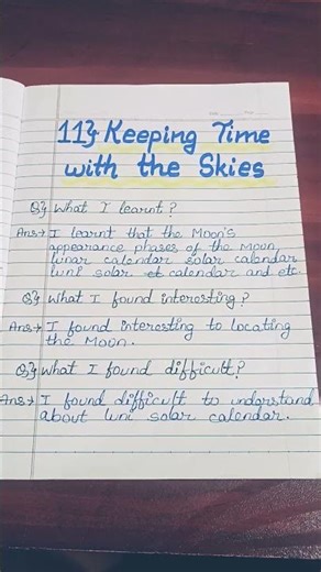 class 8 science learner diary chapter number 11 keeping time with the skies