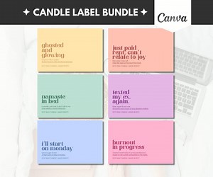 Modern Candle Label Template Bundle, DIY Printable (canva) - Etsy