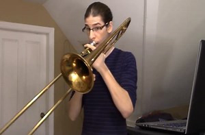 This trombone loop cover of "Happy" is seriously impressive.