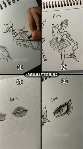 how to draw 4 tutorial in 1 video #tutorial #drawing #howtodraw #shorts