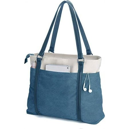 Women Laptop Tote Bag Work Light Patchwork Canvas 15.6" Tote Wallet Blue - Walmart.ca