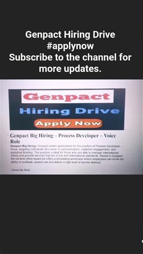 🚨 Genpact Big Hiring 2025 |Process Developer Voice Job💼🔥 #job #jobsearch #freshers #shorts #trending
